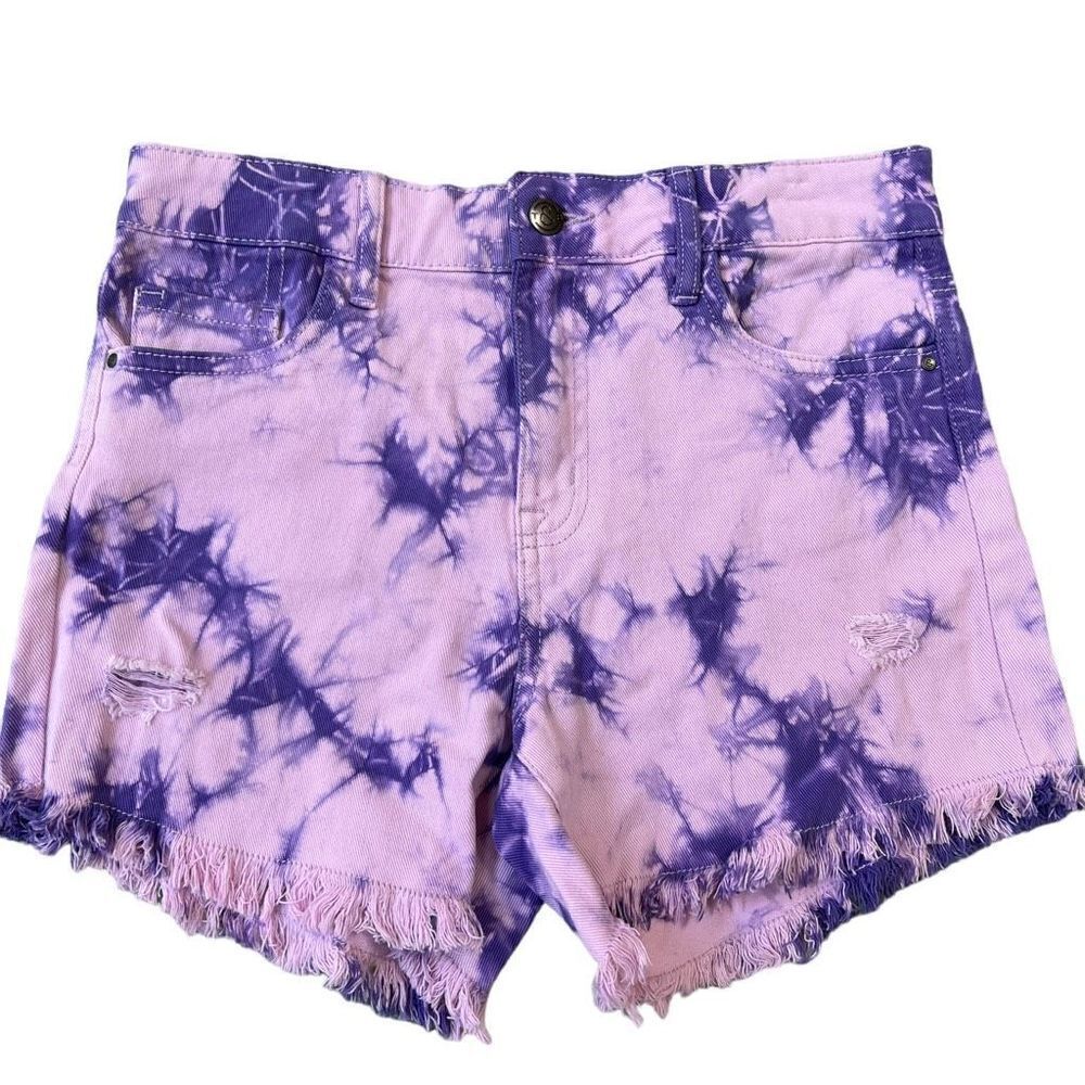 Treasure & bond high waist fit purple tie dye girls denim shorts size 16 NWOT